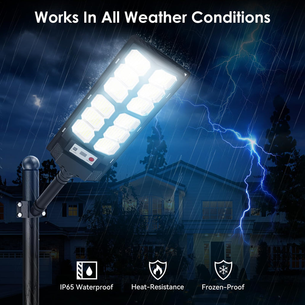 2 Pack Solar Street Lights Outdoor Waterproof 6500K LED Solar Flood Lights Dusk to Dawn Parking Lot Light