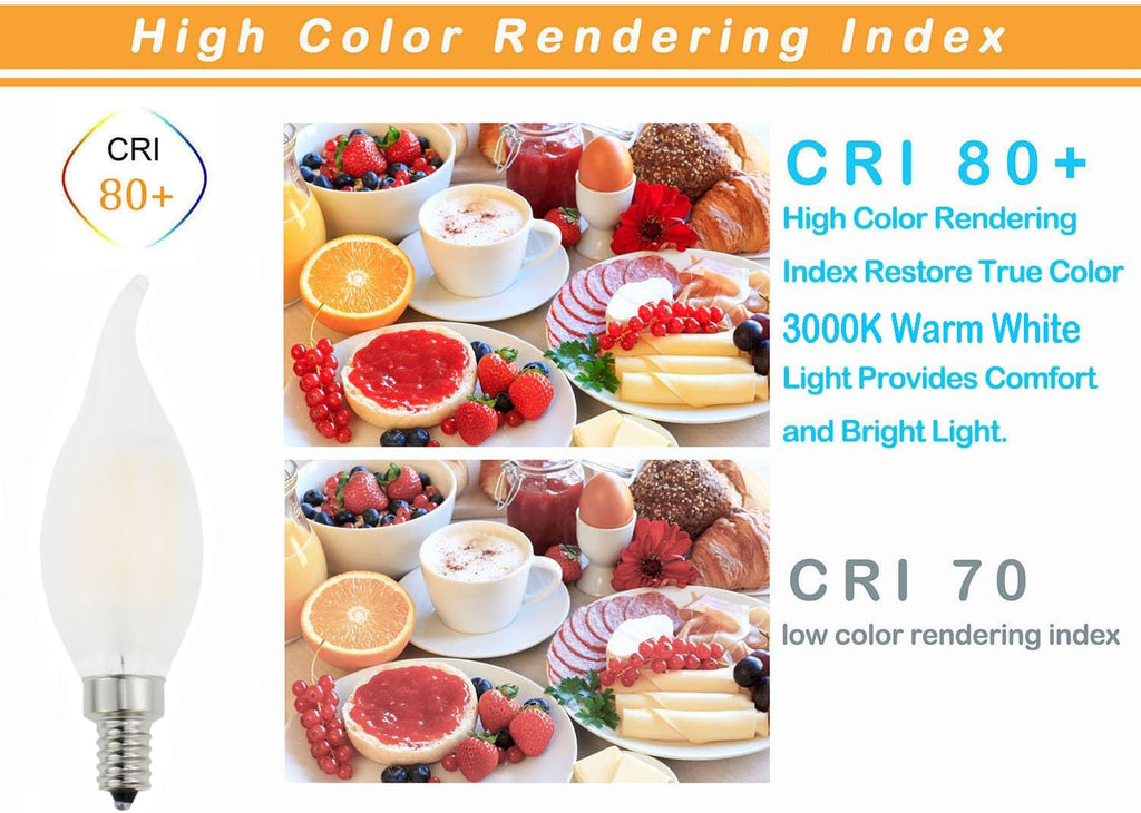 Frosted E12 Candelabra Bulb 60 Watt Dimmable,Flame Bent Tip Shape LED Chandelier Light Bulbs Soft White 3000k,6W B11