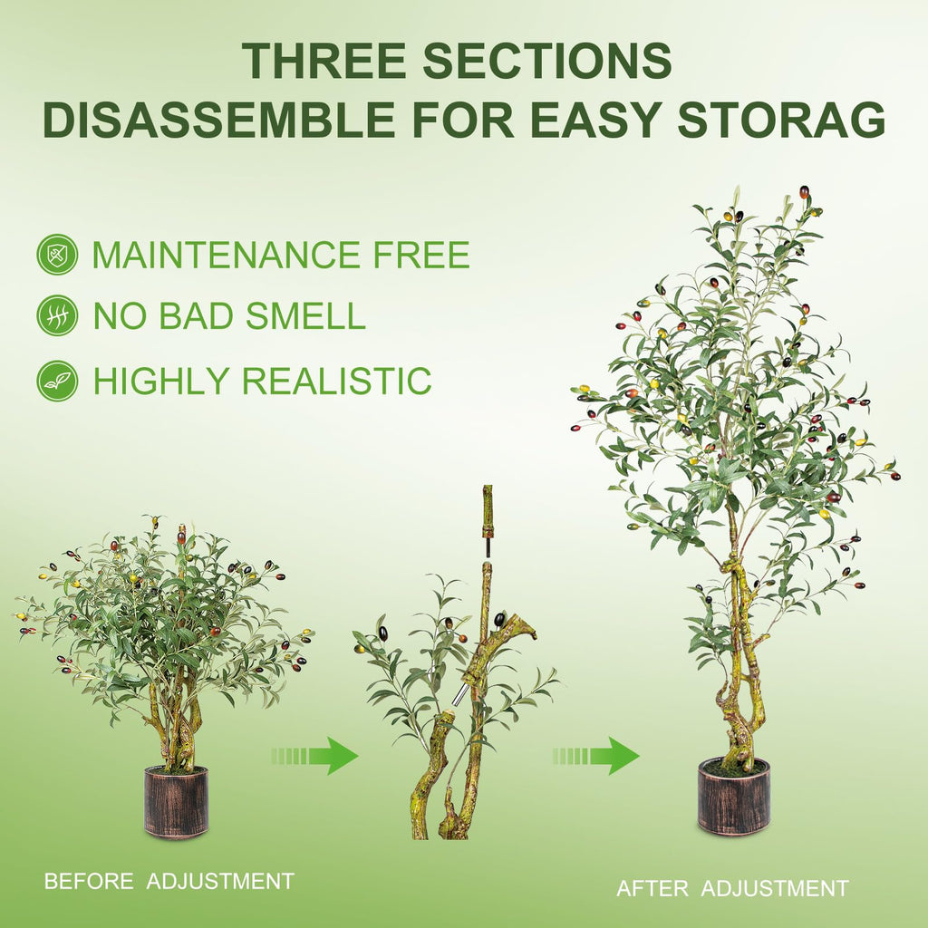 5FT Artificial Olive Tree Indoor - Lifelike Fake Olive Tree with Branches, Leaves & Fruits, Realistic Faux Tree