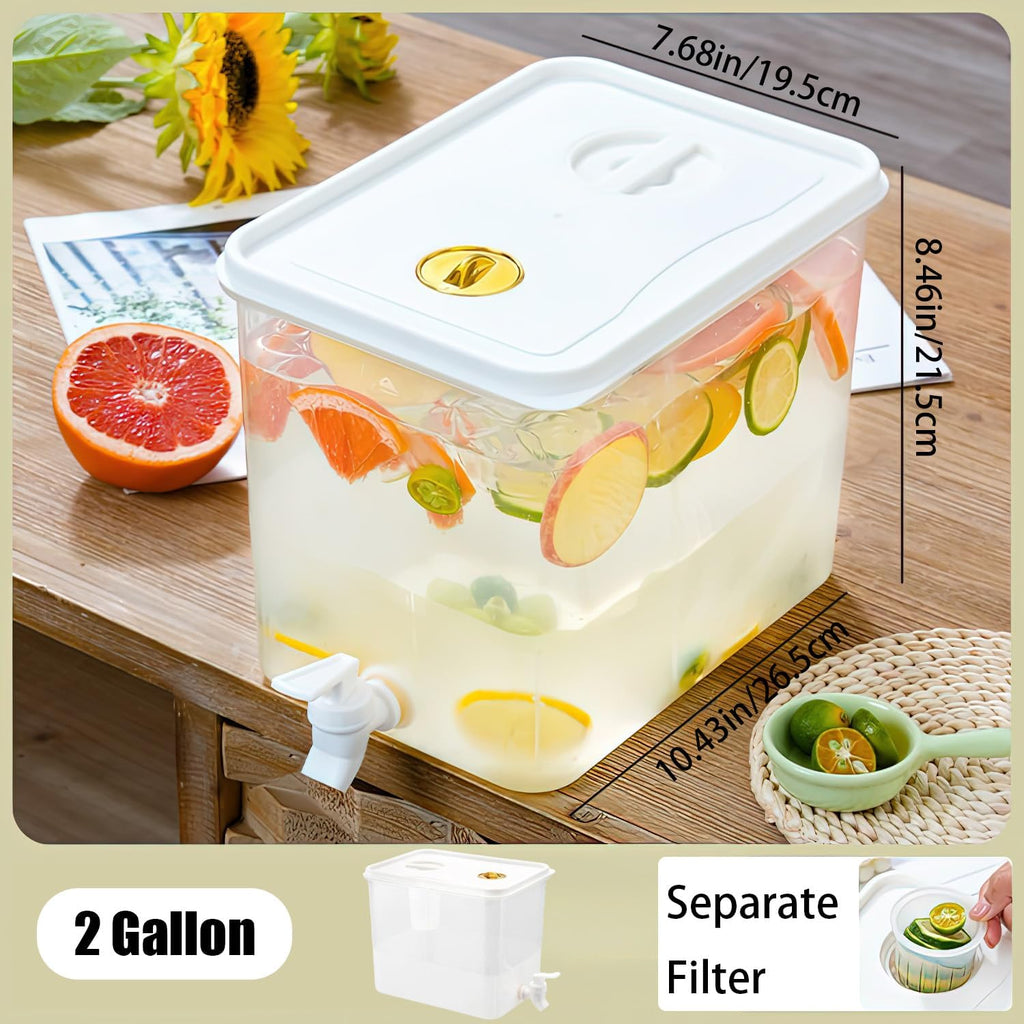 Beverage Drink Dispenser for Fridge, Plastic Beverage Dispenser with Spigot,Juice Container Sealed with Filter
