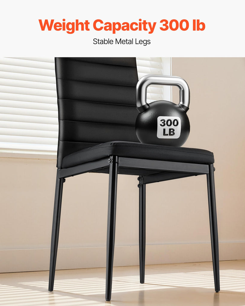 Modern Dining Room Accent Chairs Set of 6, Upholstered Leather Side Chair, Space-Saving Kitchen Chair with Thick