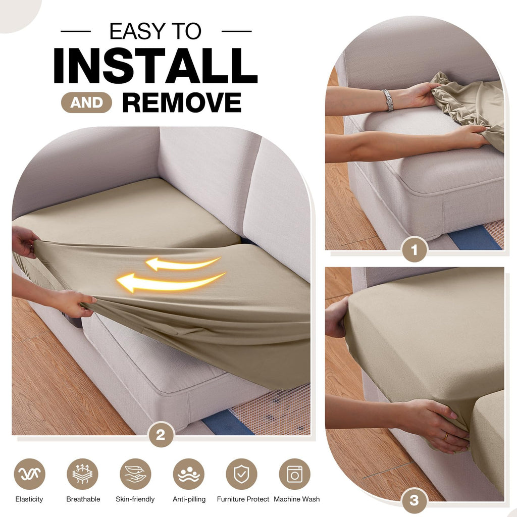 Sectional Couch Covers Stretch Couch Cushion Covers for Sectional Sofa Chaise L Shape, 3 Pieces Sectional Seat Covers