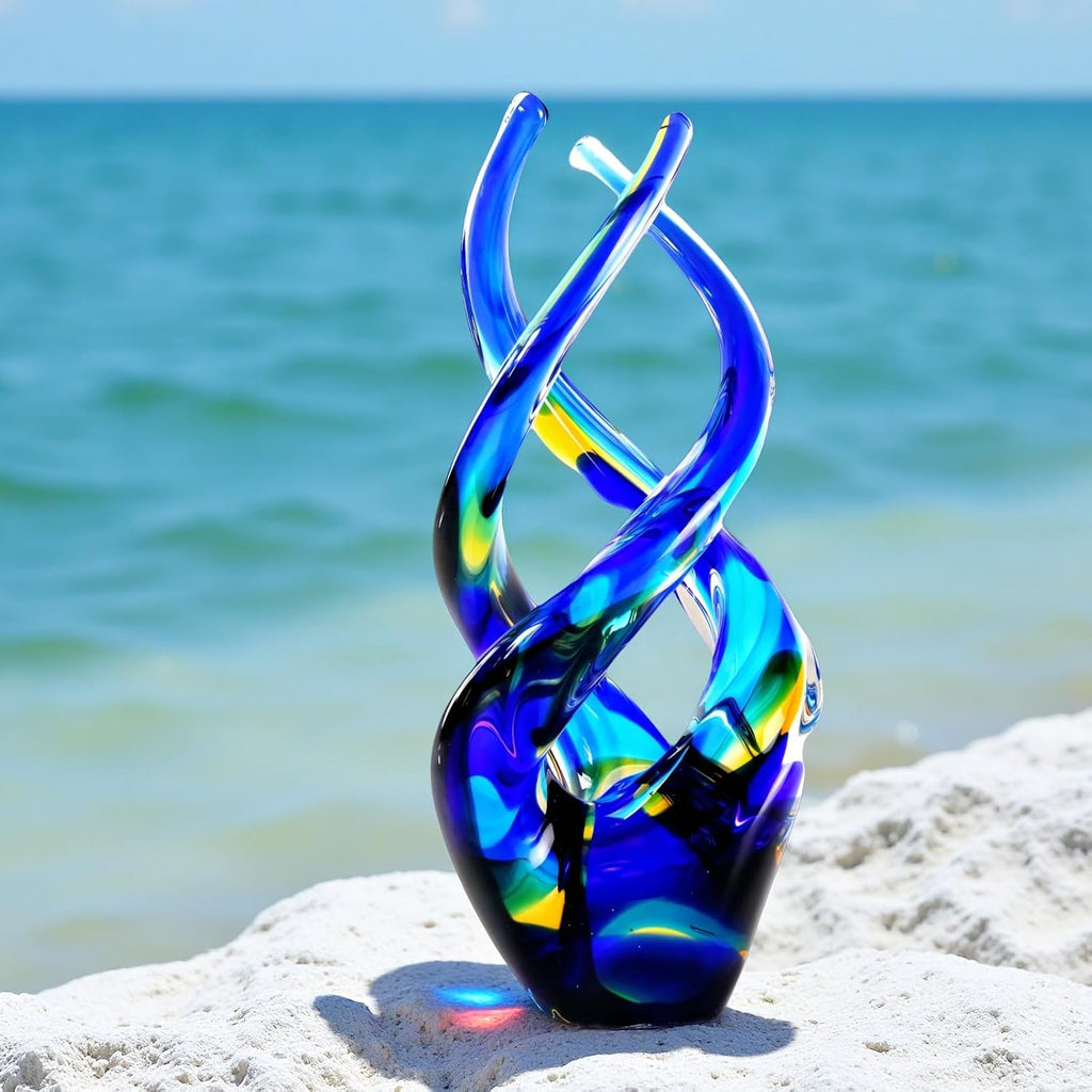 Hand Blown Cobalt Blue Ocean Theme Glass Sculpture Home Decor - Set of 199