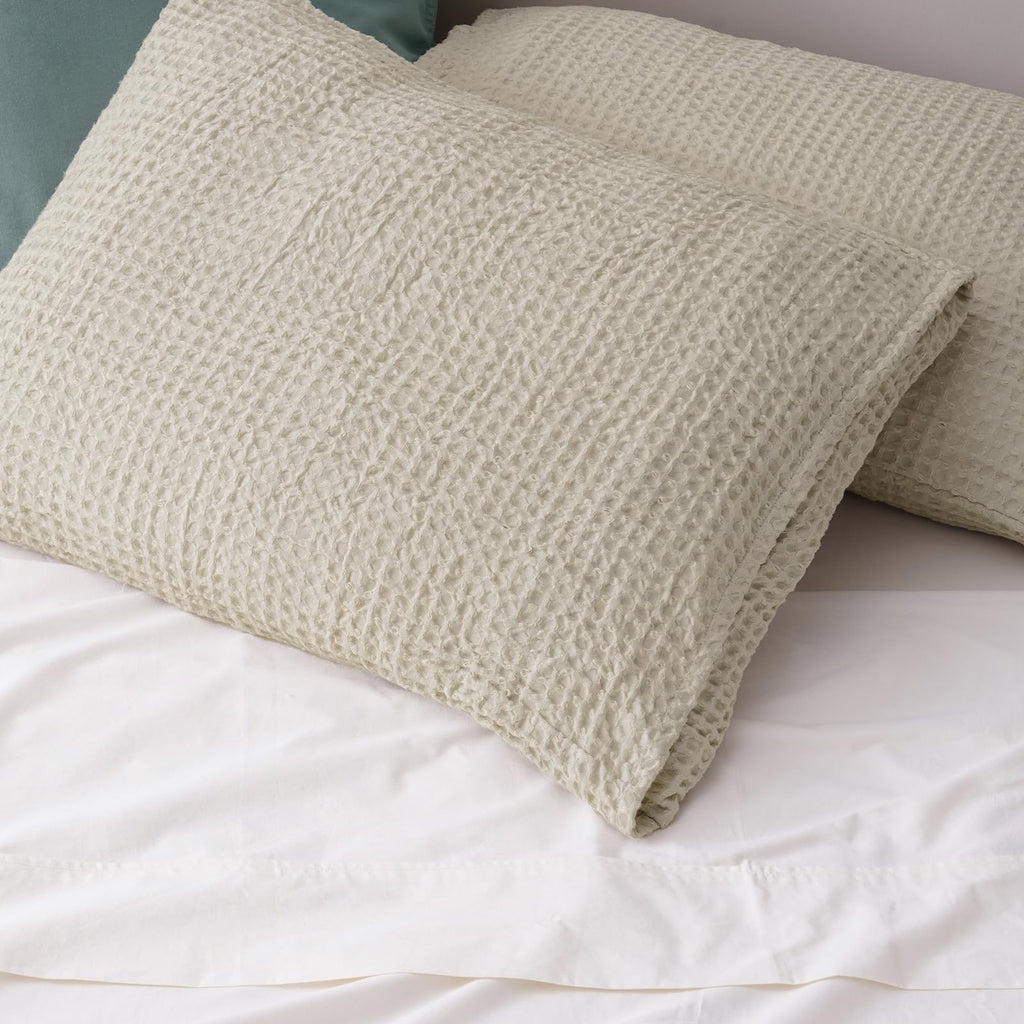 Ultra Soft Waffle Pillow Shams Standard Size 20"x26", Linen, No Insert