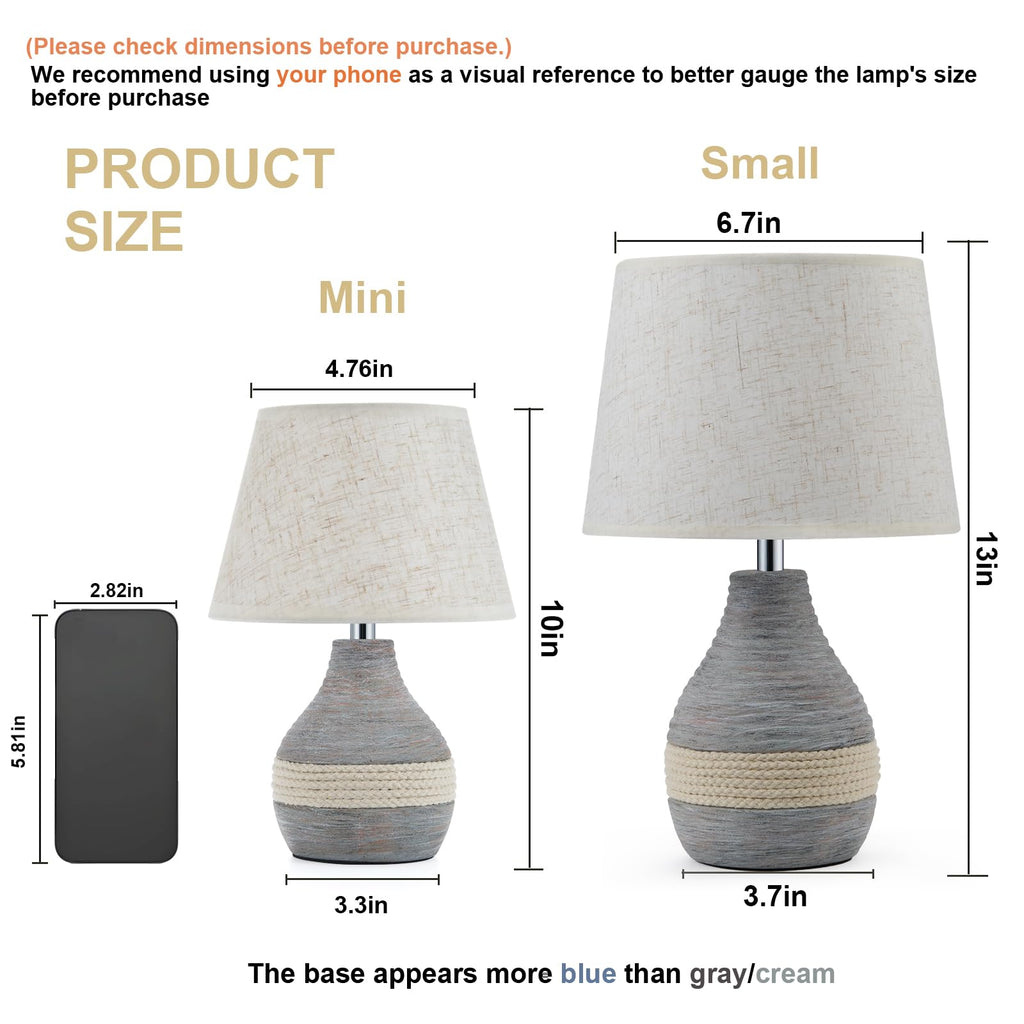 13" H Small Rechargeable Cordless Ceramic Table Lamp, Coastal