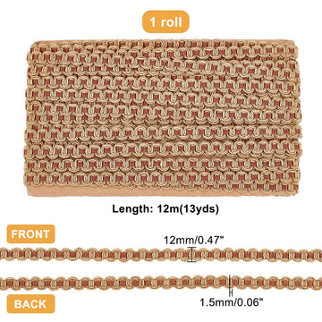 Gimp Braid Trim 1/2 inch Wave Pattern Polyester Ribbon Golden Polyester Woven Fabric Trim Decorative Lace - 13 Yards