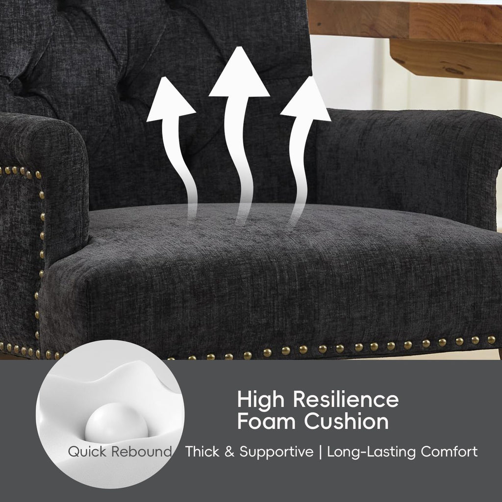 Charcoal Gray Chenille Set of 1, Dining Room Chairs