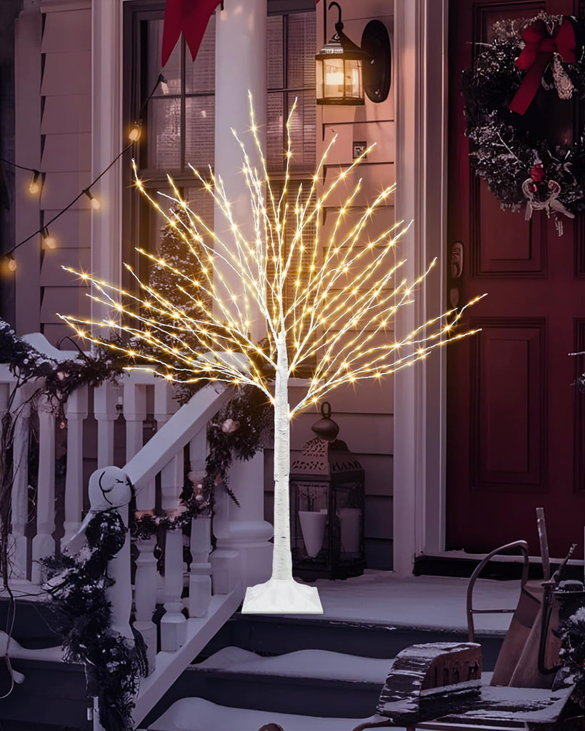4 FT Lighted White Birch Tree with 432 LED Lights, 8 Modes & Timer