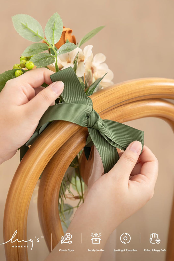8pcs Wedding Artificial Aisle Pew Flowers, Apricot Sage