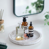 Rustic Wooden Tray Candle Holder - Round Wood Decorative Pillar Candle Tray for Coffee Table Farmhouse Kitchen