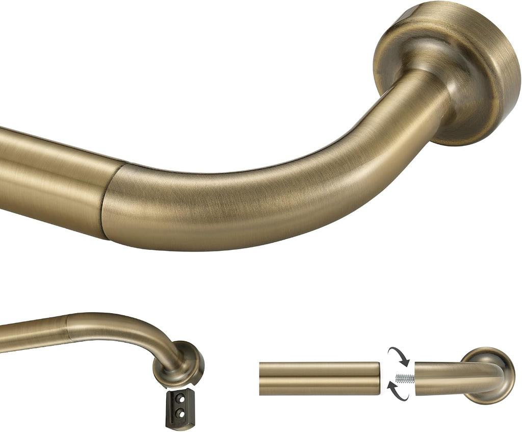 Antique Bronze Curtain Rod - 28-56" with 1" Diameter Discs, Adjustable Room Darkening Curtain Rod with Aluminum