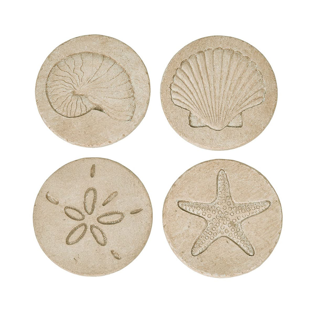 Beach Coasters for Drink 4PCS Absorbent Starfish Seashell Round Coasters