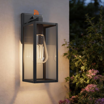 15'' Dusk to Dawn Outdoor Porch Lighting Fixtures Wall Mount, Sensor Exterior Wall Light, Ouside Lantern Lamp