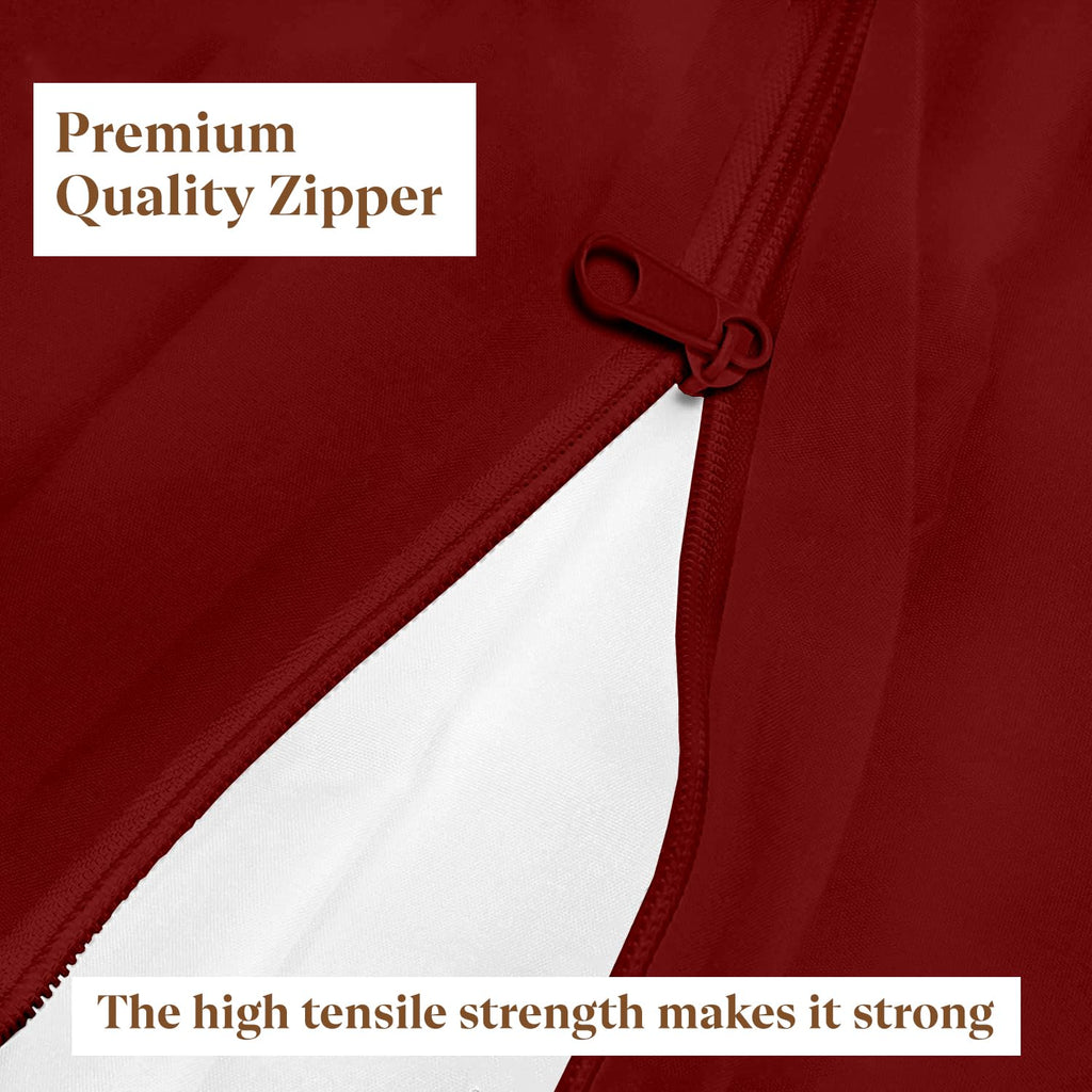 Full Size Zipper Fitted Sheet, 16 Inch Deep Pocket, Burgundy