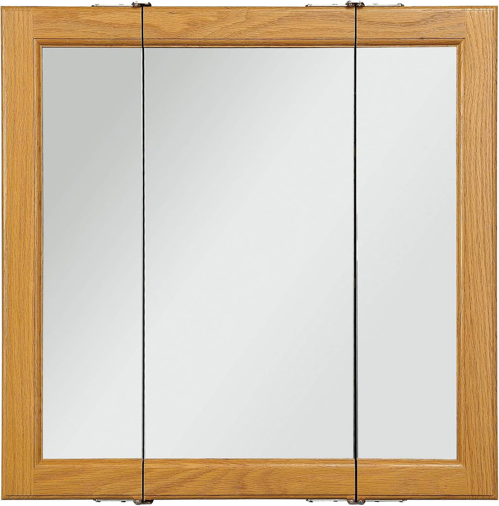 Claremont Tri-View Medicine Cabinet, 24", Honey Oak | Wall Mount, Transitional, Wood, Bath, 545277-HOK
