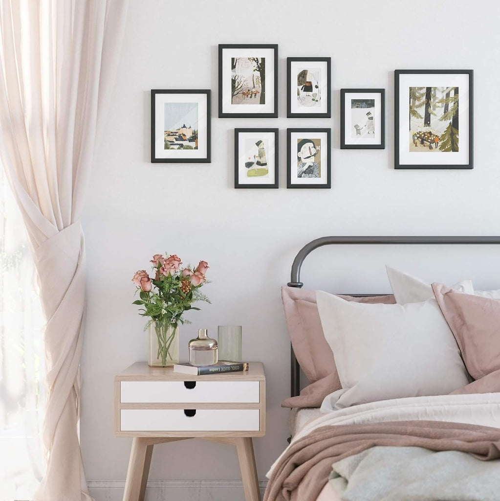 Picture Frames, Collage Photo Frames Set of 7, One 11x14, Two 8x10, Four 6x8 Frames, Wall Gallery or Table
