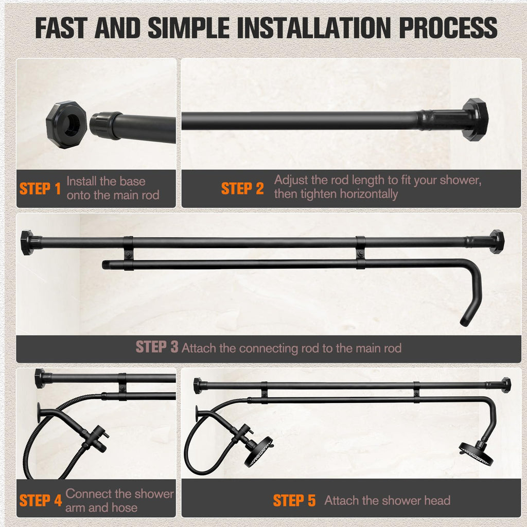 Triple Shower Head System for Couples, 3-Way Tandem Shower Combo with Adjustable Sliding Bar & 180° Rotation