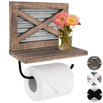 Rustic Farmhouse Toilet Paper Holder with Shelf for Wipes - Rustic Farmhouse Bathroom Decor - Farmhouse Bathroom