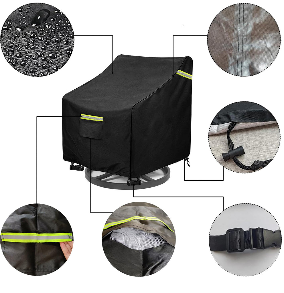 Outdoor Swivel Lounge Chair Cover 4 Pack, (32W x 35D x 36H inches ) 100% Waterproof Heavy Duty Outdoor Chair Covers