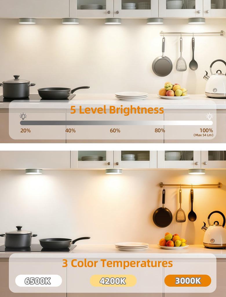 Led Puck lights Closet Lights Motion Sensor Cabinet Lights Grey