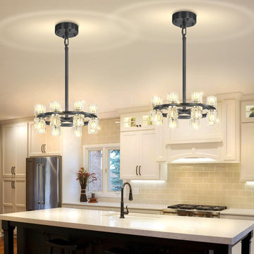 Inspired Arcachon Style Round Wagon Wheel Chandelier, 32" 32-Light Gold, Extended 32" Chain — Foyer, Dining & Living Room