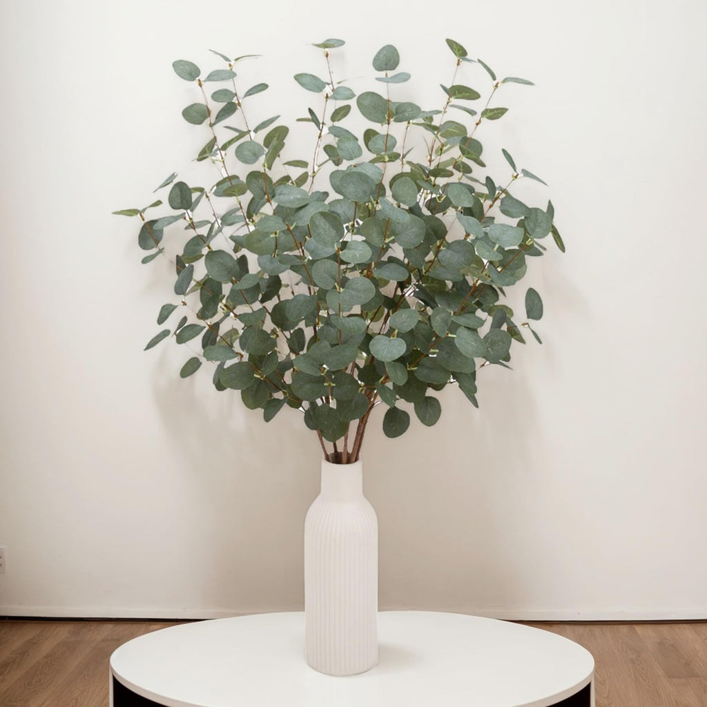 12 Pcs 27" Eucalyptus Stems Greenery Stems Eucalyptus Leaf Spray in Green Silk Plastic Plants Floral Artificial