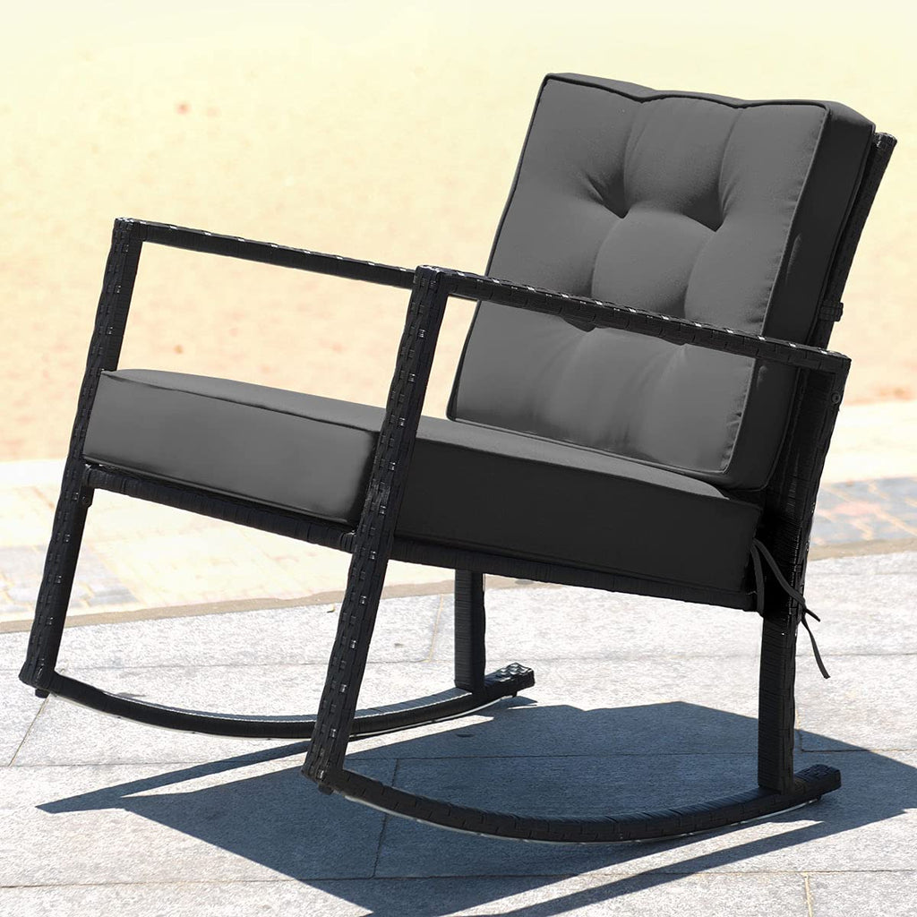 Outdoor Rocking Chair with 5" Thick Soft Cushions, Grey (2)