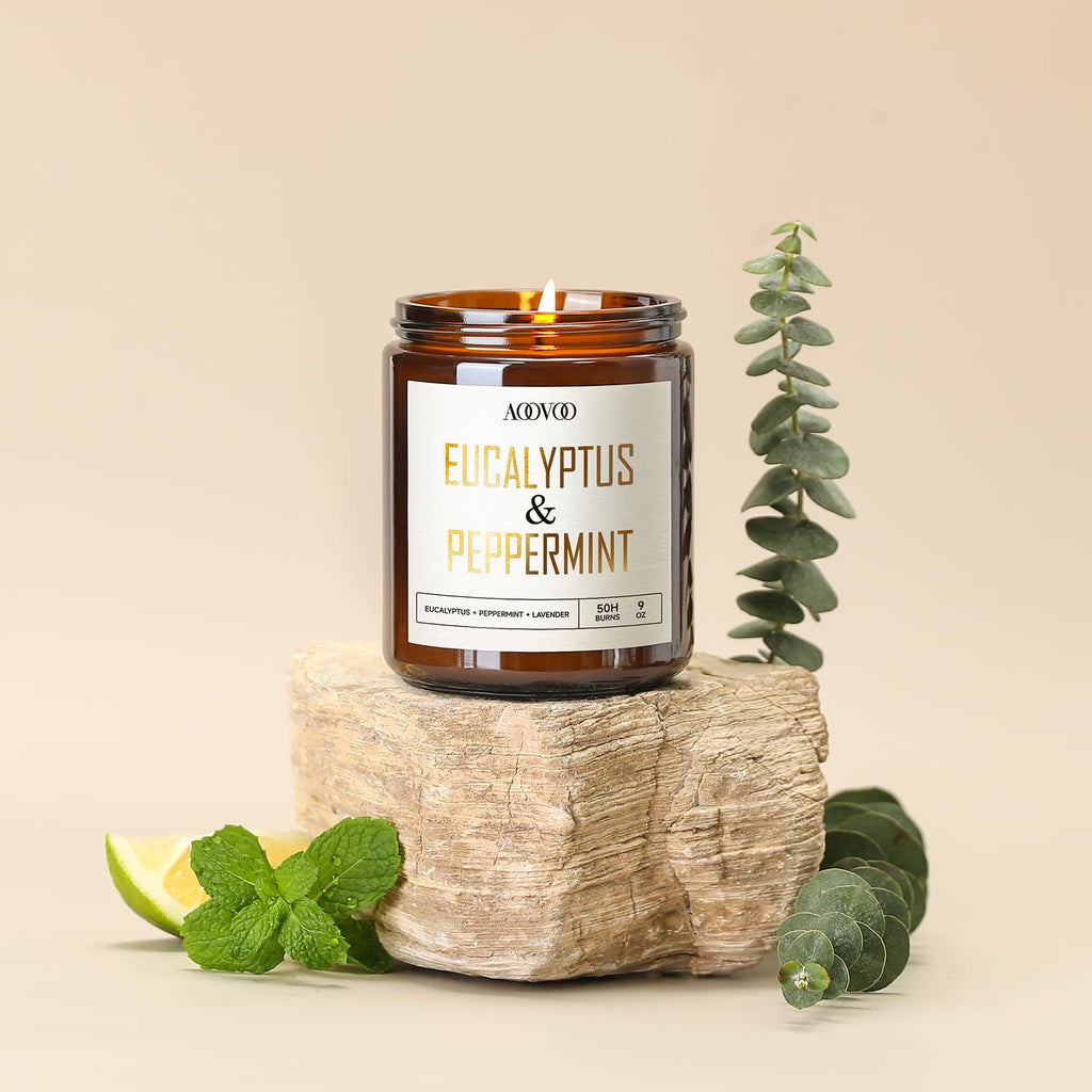Eucalyptus Mint Candles - 9 oz Scented Candles, Aromatherapy Candle, Soy Candle Scented