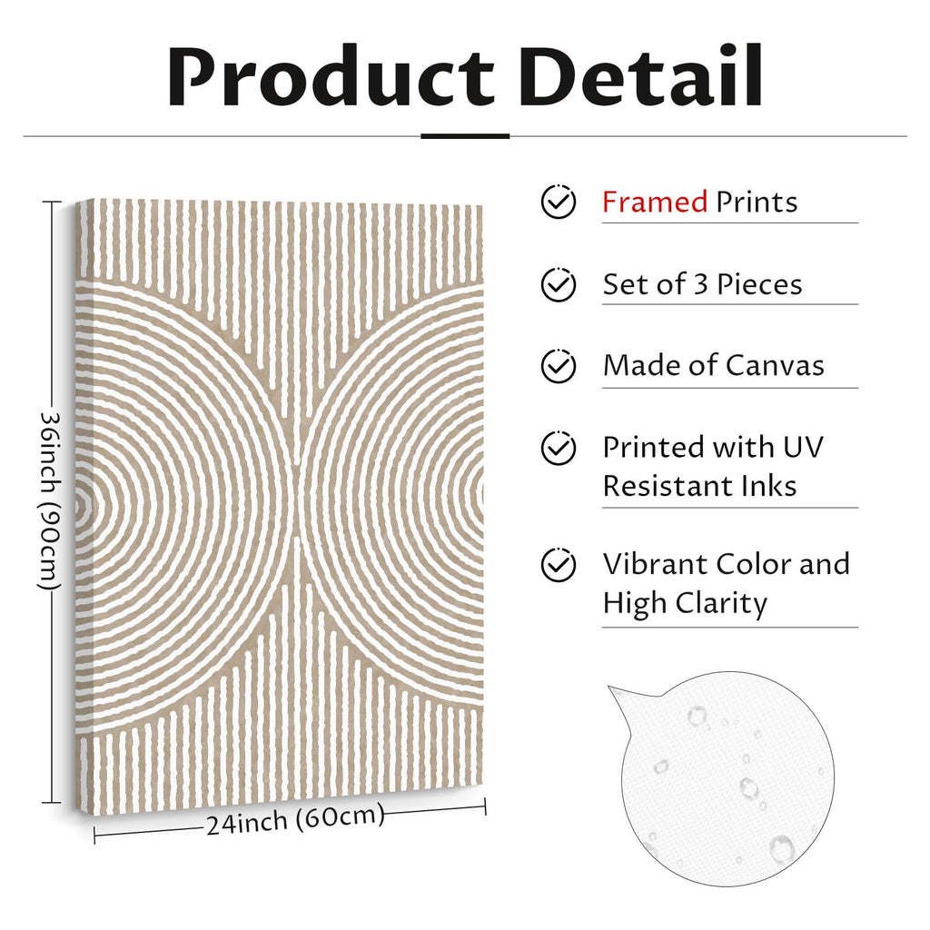 Boho Modern Wall Art Pictures Neutral Abstract Canvas Wall Decor Minimalist Line Wall Art Beige Brown Black Poster