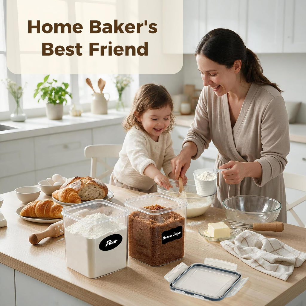 Airtight Food Storage Containers, BPA-Free Stackable Cereal