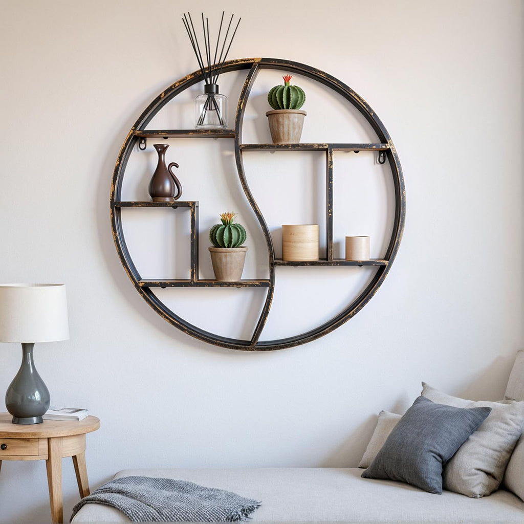 Round Wall Shelf, Decorative Circle Floating Shelves
