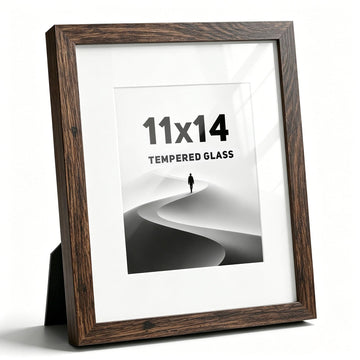 11x14 Rustic Brown Wooden Picture Frame with Thick Border, Glass