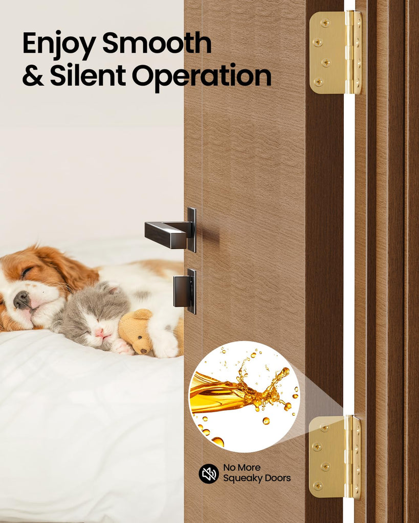 Gold Door Hinges 12 Pack 4 Inch Rounded with 5/8" Radius Corners