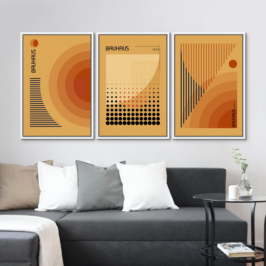 Framed Canvas Print Wall Art Bauhaus Art Prints Abstract Mid Century Modern Wall Art Minimalist Decor - 24"x36"x3