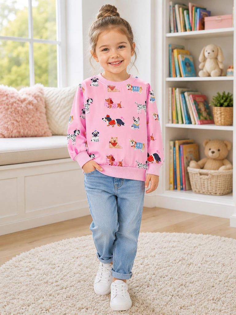 Little Girls Sweatshirts Cotton Long Sleeve Crewneck Pullover Toddler Kids Winter Warm Shirt Sweater Tops