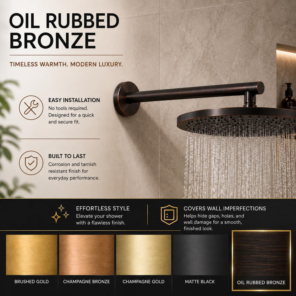 2PC Shower Arm Flange 2.5" Round | Modern Universal Escutcheon Replacement Cover Plate (Oil Rubbed Bronze)