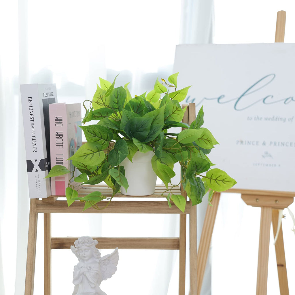 Artificial Plants Fake Pothos with Plastic Pot Artificial Potted Plant Bedroom Indoor Outdoor Decor 1 Pack