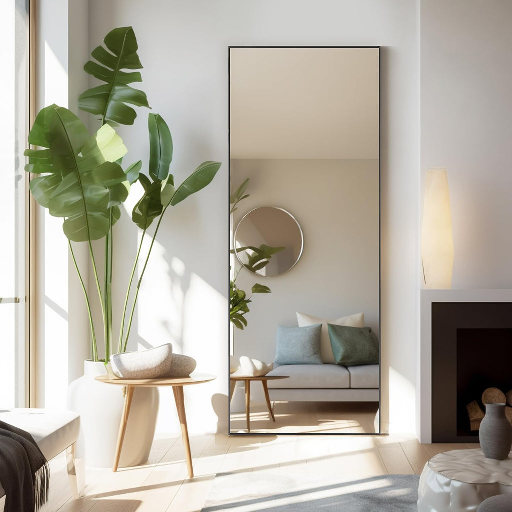 64"x21" Full Length Mirror, Full Body Standing Mirror, Black