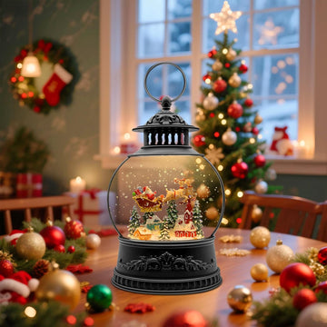 Christmas Snow Globes, Light Up Snow Globe with 6H Music Timer, Auto Snowfall, USB or Battery Powered, Christmas