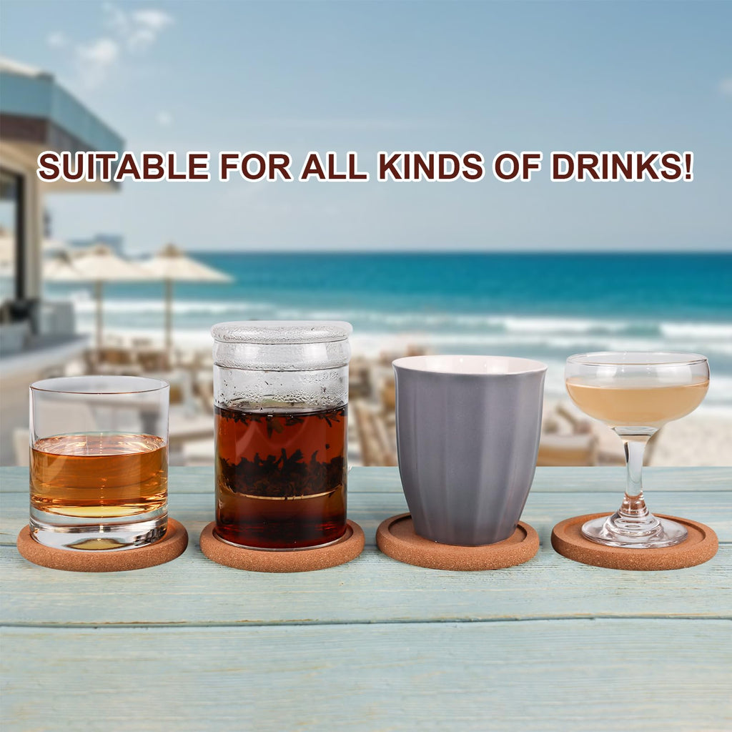 Coasters for Drinks Set of 8 with Holder, 4 in Diameter