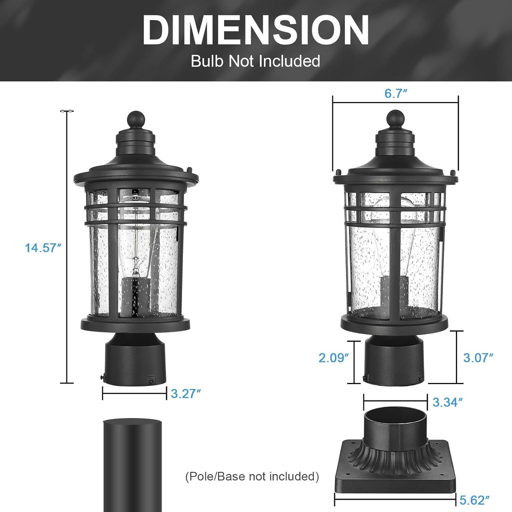 Outdoor Post Lights Lamp Posts Outdoor Lighting, Waterproof Aluminum Post Lights Outdoor Light Fixtures with Glass