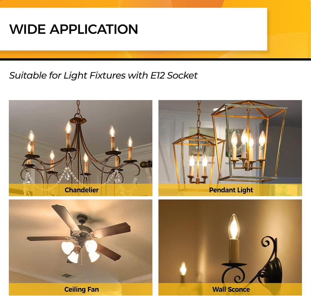 Candelabra Light Bulbs 25W Eq, Dimmable 2700K, E12 LED Bulb, 6PCS