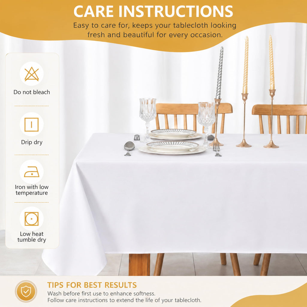 6-Pack 60x102 inch White Table Cloths, Solid Stain and Wrinkle Resistant Oblong Tablecloth, Premium Plain Weave