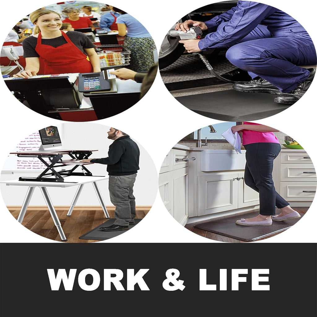 1" Extra Thick Kitchen Floor Mat Anti Fatigue Rug Standing Desk Mats,Black | High-density foam with wear-resistant