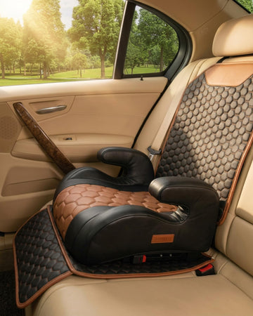 Owleys Backless Booster Car Seat with Latch Connectors, Kids Booster Seat for Car 40-100 lbs, Waterproof Eco Leather