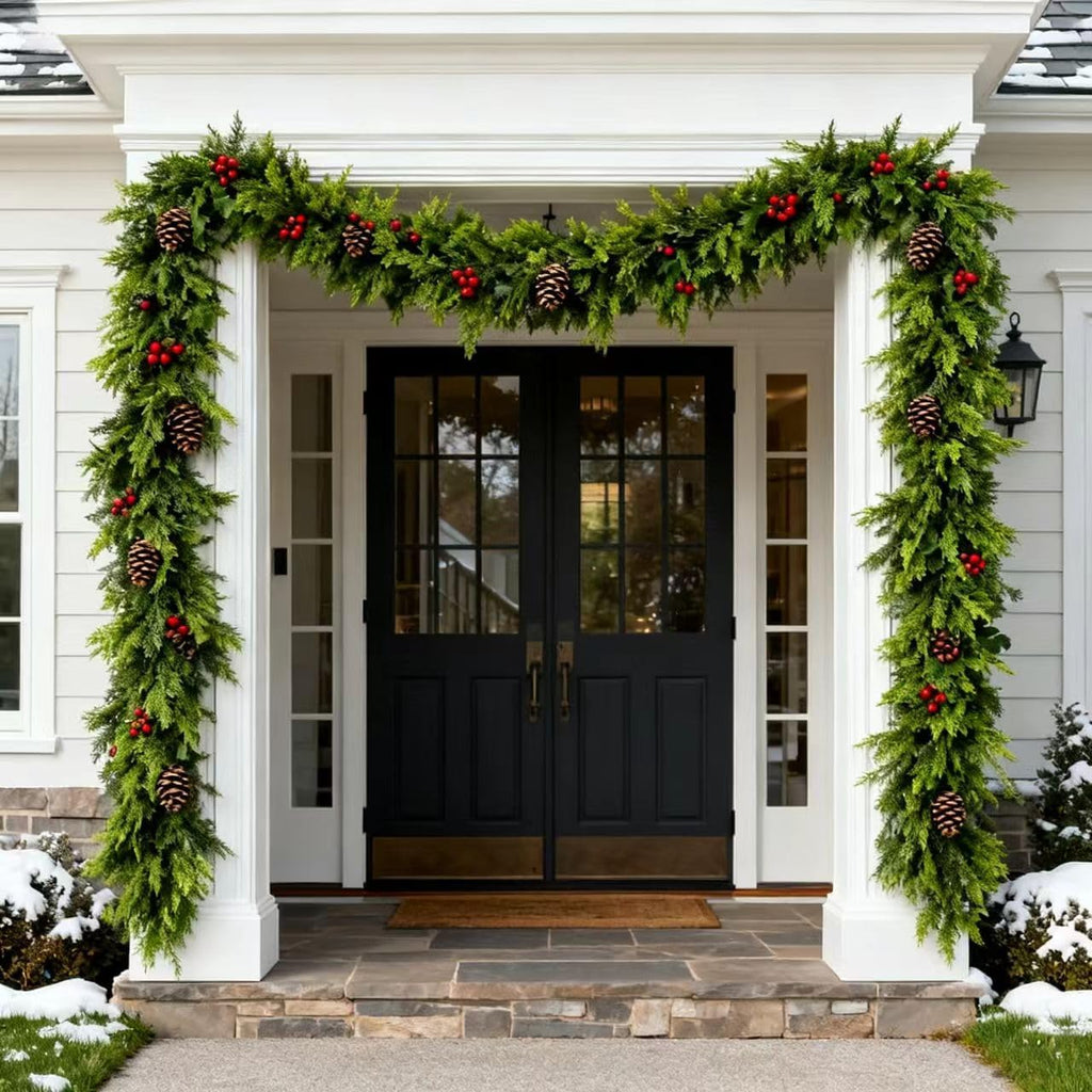 9 FT Christmas Cedar Garland, Real Touch Greenery