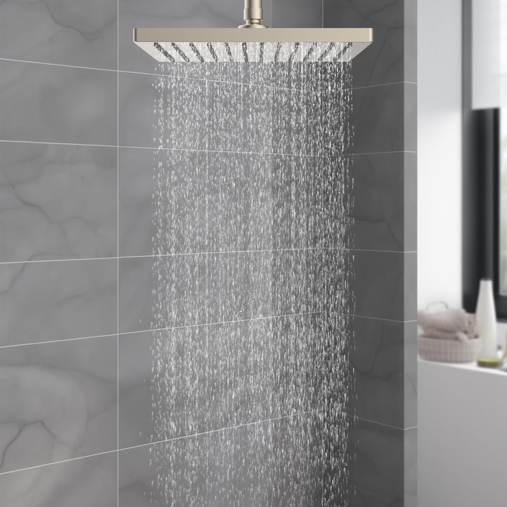 CUPC Certified High Pressure 12'' Rain Shower Head, Brushed Nickel