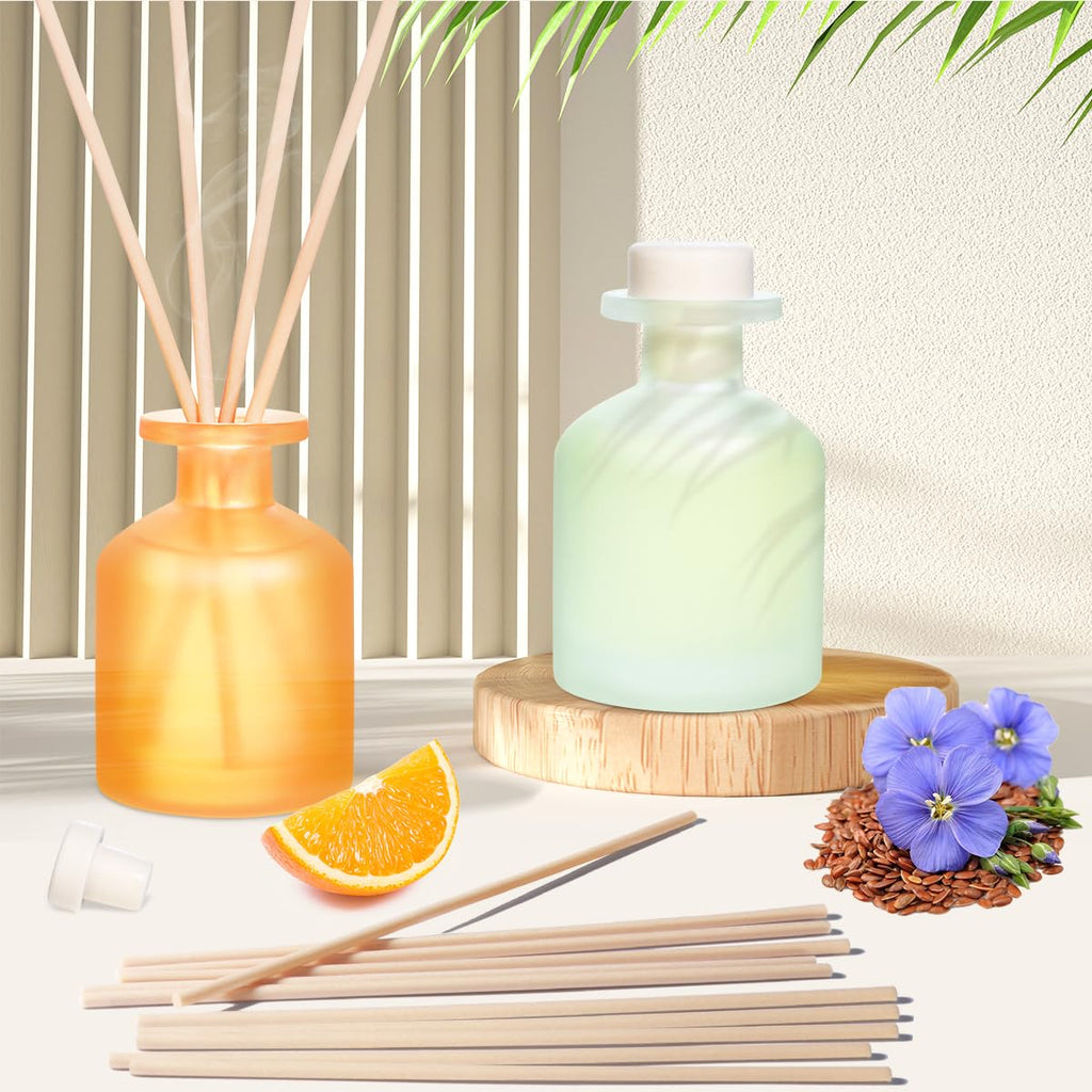 Reed Diffuser - Citrus&Linen 3.38oz (100ml) 2 Pack Essential Oil Reed Diffuser Set with 8 Sticks, Long Lasting