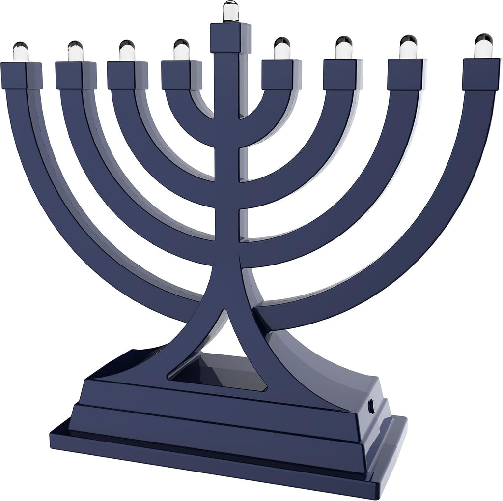 Zion Judaica Mini LED Hanukkah Battery or USB Operated - Multiple Light Settings On The Go Hanukkiah for Chanukah
