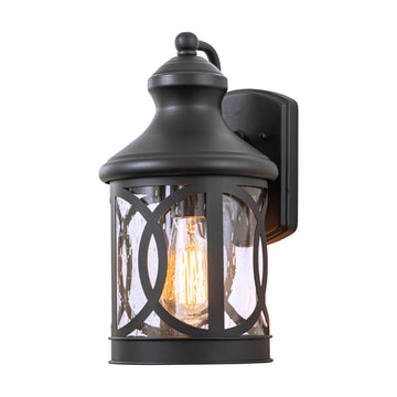 Outdoor Wall Sconce, Waterproof Exterior Light Fixture, Matte Black Porch Lantern Lights with Clear Glass Shade for